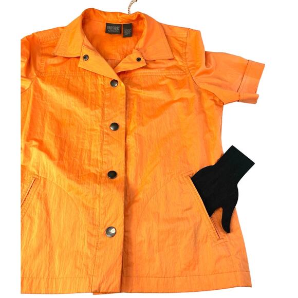 Additions by Chico's Women's Orange Short Sleeve Snap Button Up Shirt 1/Medium - Picture 4 of 9